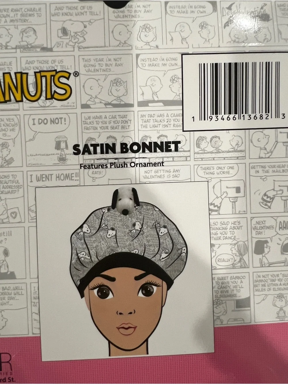 Peanuts Pink Lip Gloss, beauty blender& Satin Bonnet Set